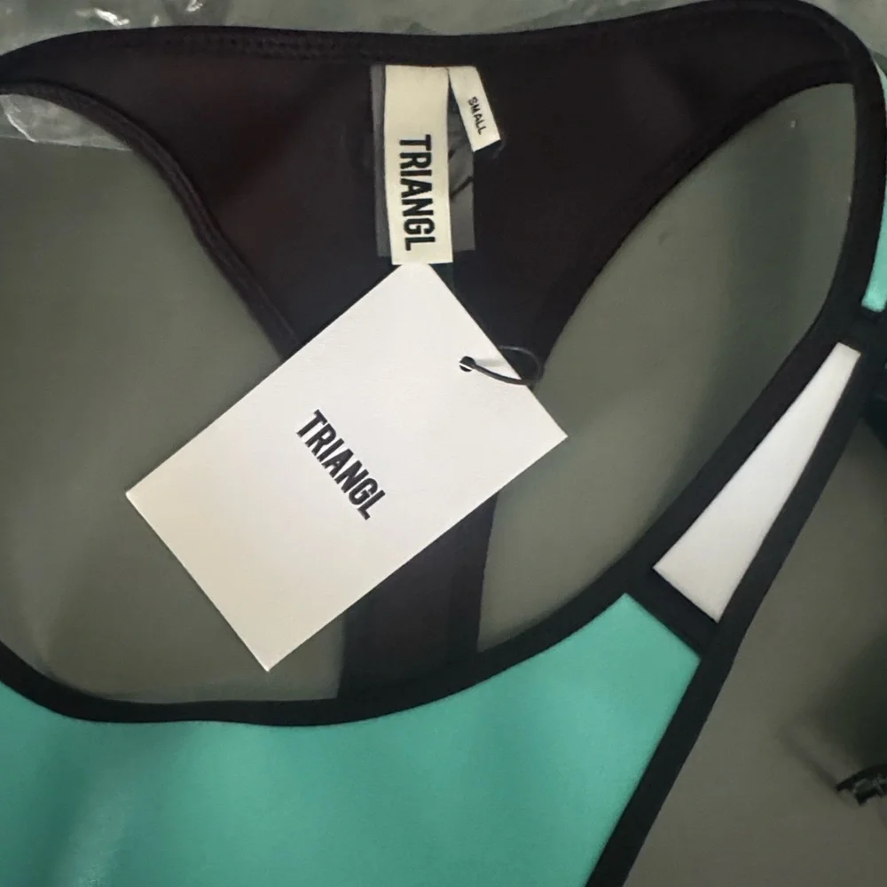 NWT triangl swimwear Mint, Coral & White Colorblock Neoprene Bikini